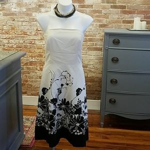 Summer Strapless Black and White Dress